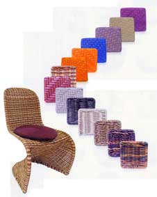 Su-Su`s wicker-woven chair is available in various colors.