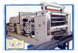 Facial tissue paper (interfold) converting machine developed by Hinnli.
