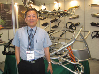 Hsu-I president Jeffrey Hsieh with company products.