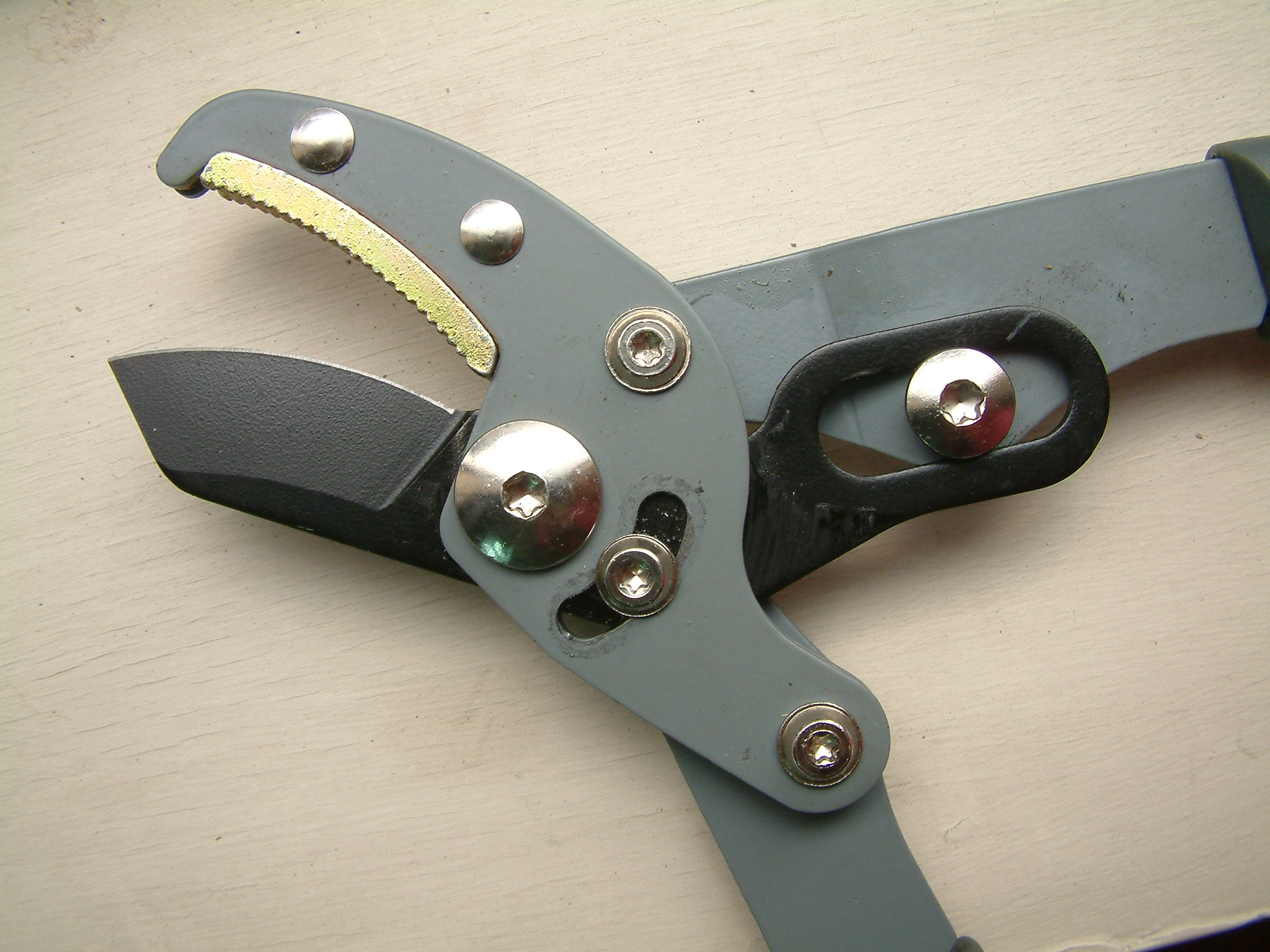 Sheng Yih`s ratchet pruning shears have patented dual-pivoting design.