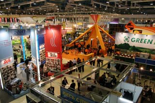 Exhibits at the main exhibition hall are focus of attention from visitors.