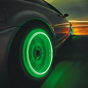 LEDs are also used for effect on wheel rims.
