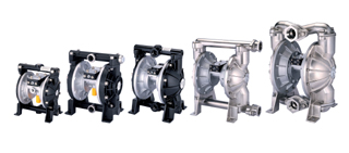 Air-powered double-diaphragm pumps developed by Dyi Sheng.
