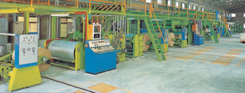 Corrugated cardboard making equipment.