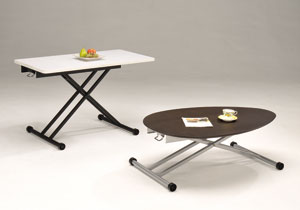 Jiann Yeh`s casual tables are available in a variety of colors, sizes, and patterns.