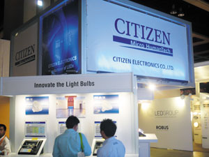 Citizen touts its high-power lighting LED emitters at the Hong Kong show.