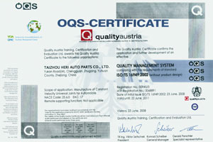 Heri`s ISO/TS 16949: 2002 approval certificate.