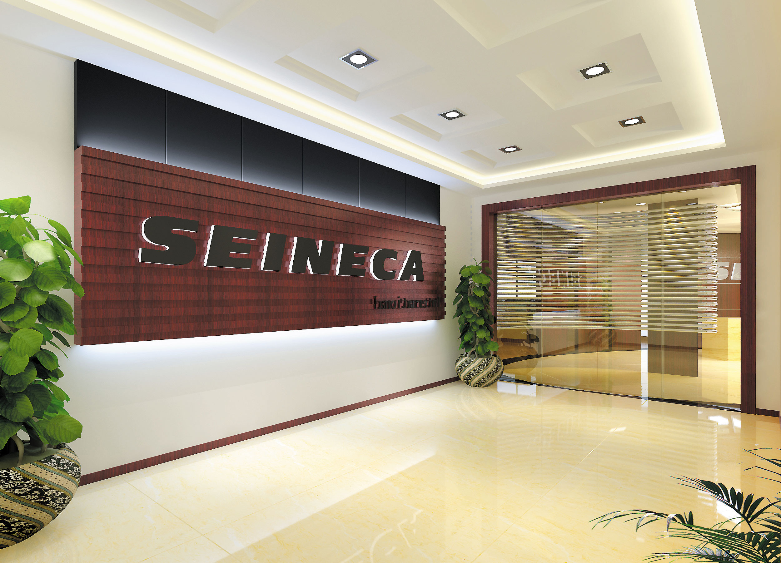 The entrance of Seineca`s modern and beautiful office in Ruian.
