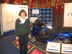 Melanie Wiederkehr of EnergyBus e.V. promotes the Taiwan-initiated EnergyBus LEV standard at 2008 INTERMOT Cologne.