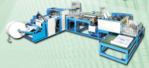 Fully automatic woven bag conversion line and printing machine.