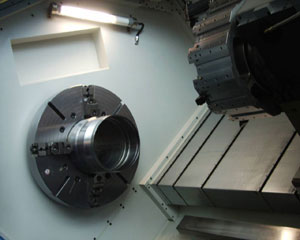 This CNC lathe with a large-sized spindle bore was developed by Jashico.