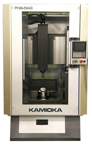 The FNS-5AG five-axis machining center by Kamioka. The FNS-5AG five-axis machining center by Kamioka.