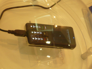 A WiMAX-integrated mobile phone at Vee Multimedia`s booth.