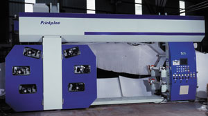 Flexo-stack printing machine produced by Plasteck.