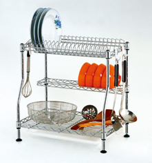 The kitchen rack can store different types of food containers and kitchen wares.