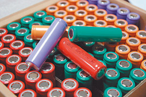 The 18650 cylindrical type Li-ion battery.