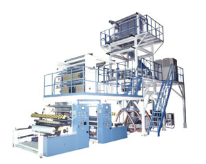 High speed blown film machine with PIB liquid pump system.