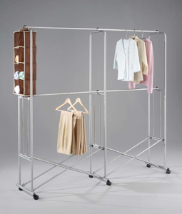 The wheeled foldable clothes rack from Sam Yi is highly portable as well as easily collapsible.