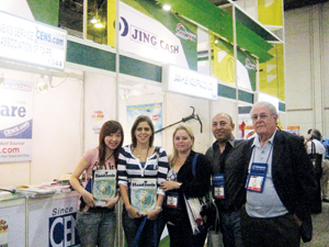 CENS representative (left) with visitors at National Hardware Show.