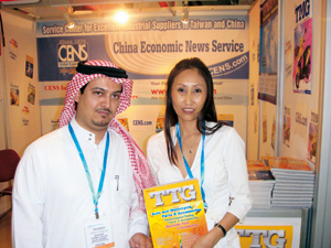 CENS representative (right) with a local visitor at Automechanika Middle East.