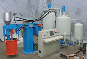 Automatic batch foaming machine.
