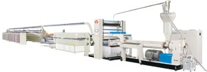 PP/HDPE high speed flat yarn extrusion line.