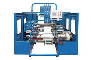 Six-shaft automatic aluminum-foil/cling-film rewinder.