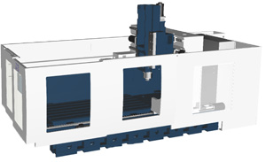 Semi-gantry portal-type machining center developed by Kamioka.