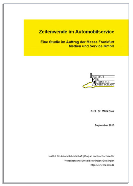 Prof. Willi Diez of the IFA presents the 90-page 2010 Automechanika Study.