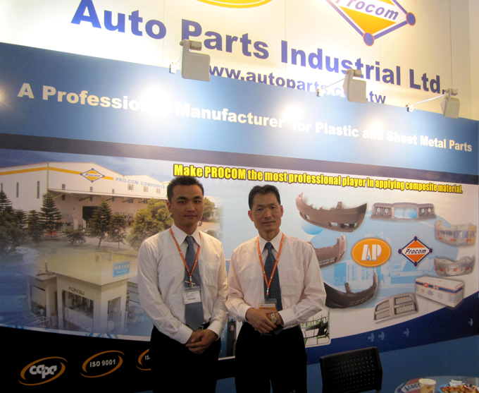 Miller Lai (right), manager of Sales Dept. II at API, says the company prioritizes development of more plastic parts.