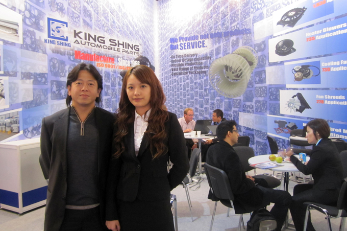 King Shing`s vice president Sim Lee (left) takes pride in the company`s wide ranging cooling-fans, heater blowers, cooling-fan motors, and fan shrouds. King Shing`s vice president Sim Lee (left) takes pride in the company`s wide ranging cooling-fans, heater blowers, cooling-fan motors, and fan shrouds.