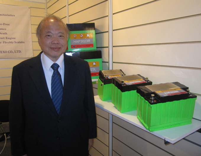 JAS` CEO Su and the company`s lithium-ion (LiFePO4) high-power automotive batteries. JAS` CEO Su and the company`s lithium-ion (LiFePO4) high-power automotive batteries.