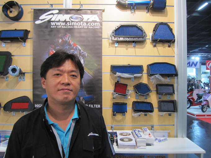Jackson Chung, Jieh Jia`s sales manager, and his company`s products.