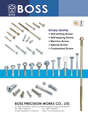 High-end screws meeting international standards developed by Boss.