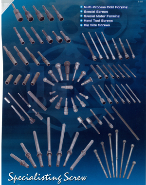 Multi-process cold forging special screws produced by Jih Hsin Kun.