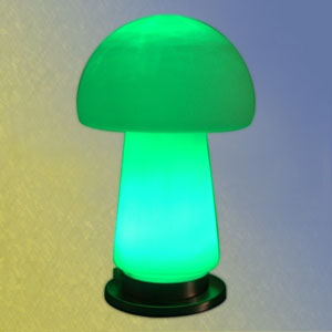 The mushroom table lamp from Lighting House is warm and cuddly.