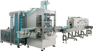 Auto wrapping & sleeving machine produced by Benison.