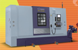 CNC vertical machining center-square guideways on three axes.