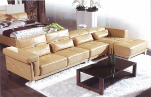 Kinwai`s luxurious leather sofa is eye-catching.