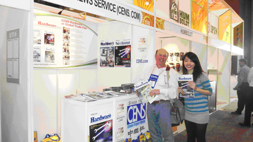 A CENS sales rep (right) with a buyer.