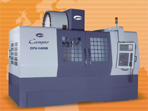 The Campro-developed CNC vertical machining center has square guideways on three axes.