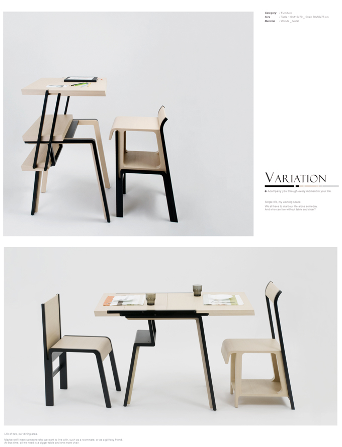 <li>Item: variation furniture | Single life, my working space</li>
<li>Prize: Best 100 Award</li>
<li>Category: 01. industrial design + product design</li>
<li>Design: National Taiwan University of Science and Technology, Taiwan </li>
