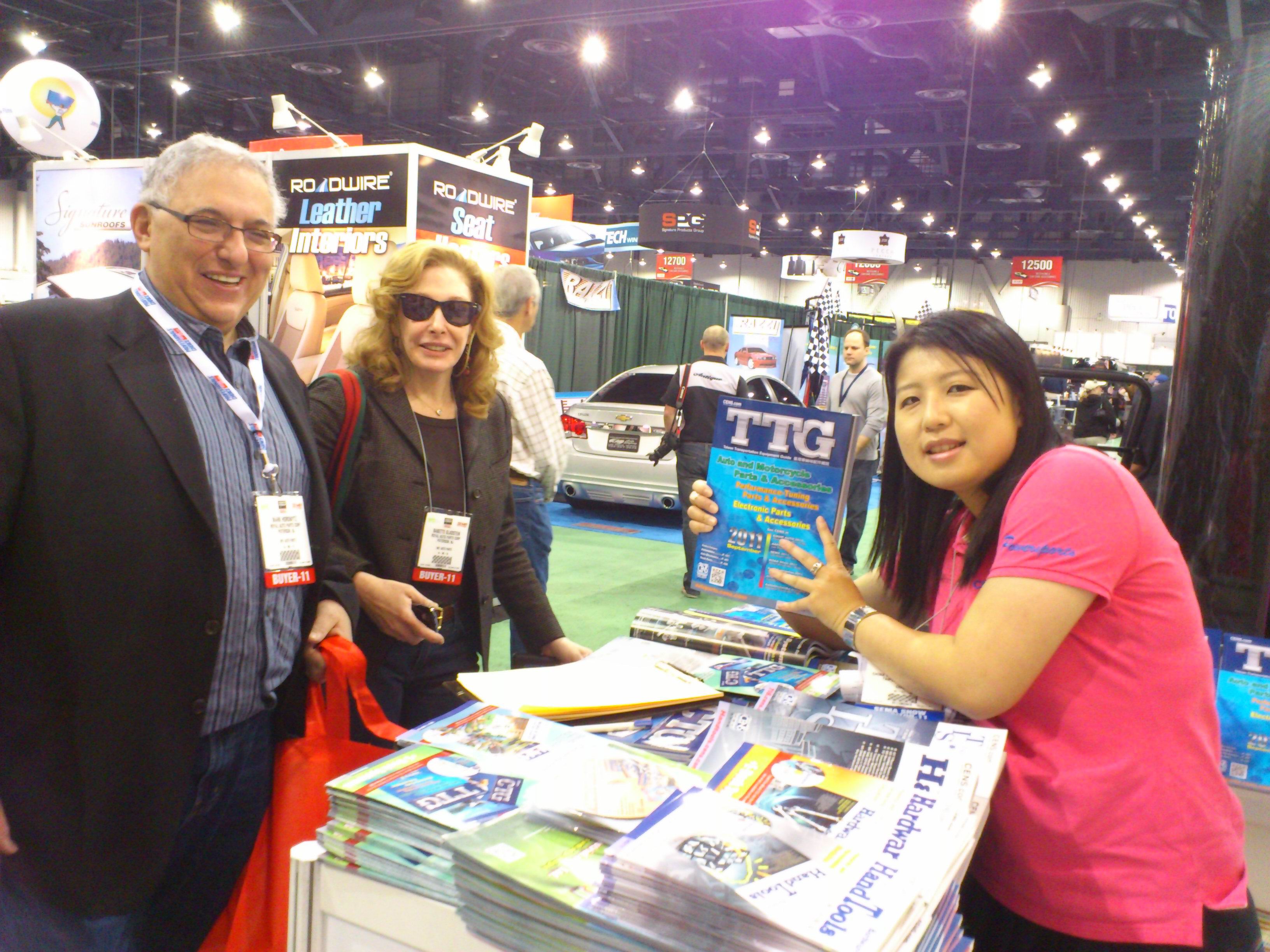 CENS representative (right) and buyers at SEMA.