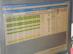 A-Kraft’s production manager demonstrates production schedules controlled by CARS.