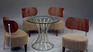 Ten Wells Metal Furniture adds thickness to the velvet seat of its chair to provide extra comfort.
