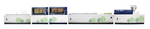 Single-screw faux-wood profiles extrusion line developed by Intype.