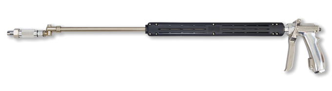 EST’s long range sprayer gun has a 360 degree rotatable nozzle with a lockable trigger.
