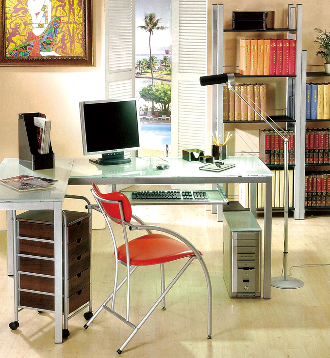 Cheer Yield`s study room furniture line consists of desks, storage drawers, bookshelves, chairs and other mostly metal items.