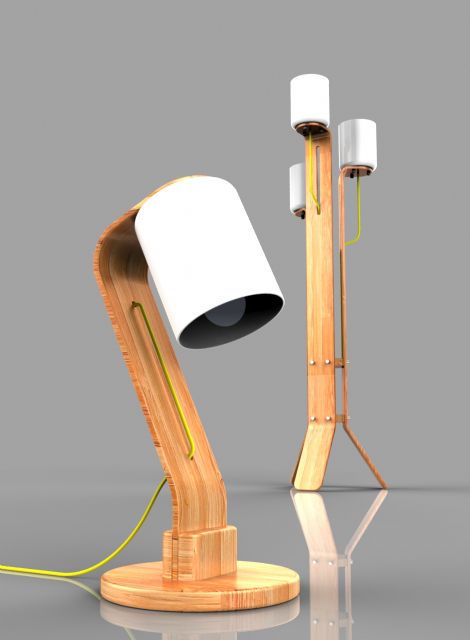 Dreambox pitched a series of table and floor lamps sporting arms of a bamboo material.
