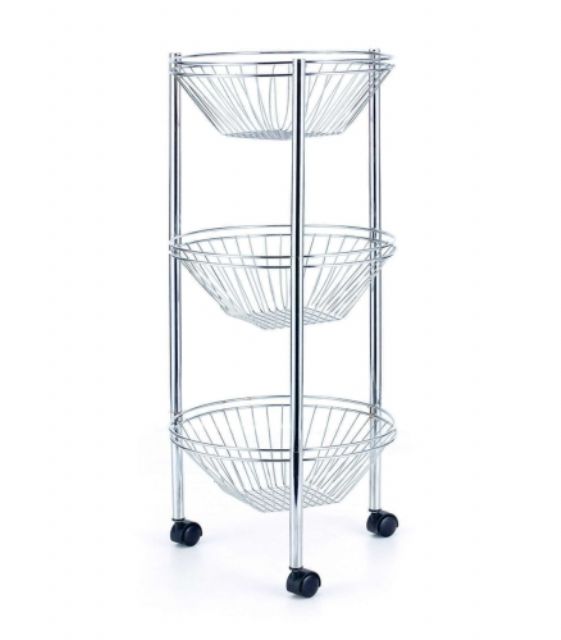 Xin He Fong’s K/D three-basket wire rack highlights innovative fastener-free assembly and is suitable for use in bathroom.